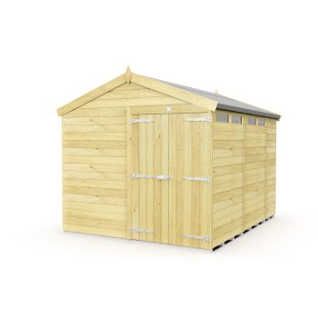 8 x 10 Feet Apex Security Shed - Double Door - Wood - L302 x W231 x H217 cm