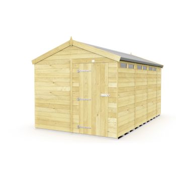 8 x 15 Feet Apex Security Shed - Single Door - Wood - L454 x W231 x H217 cm