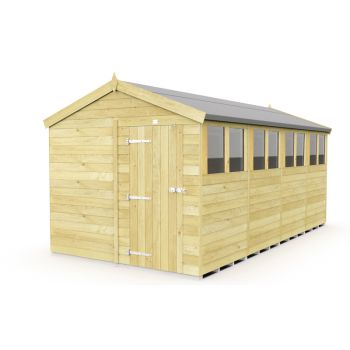8 x 16 Feet Apex Shed - Single Door With Windows - Wood - L472 x W231 x H217 cm