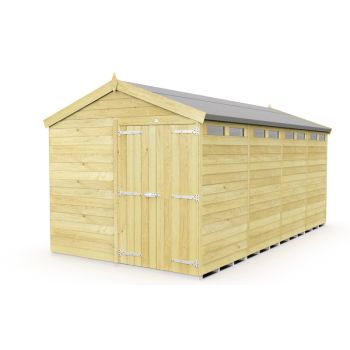 8 x 16 Feet Apex Security Shed - Double Door - Wood - L472 x W231 x H217 cm