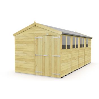 8 x 17 Feet Apex Shed - Double Door With Windows - Wood - L503 x W231 x H217 cm