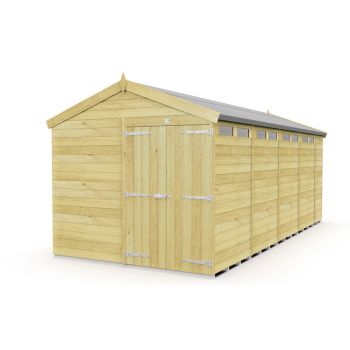 8 x 19 Feet Apex Security Shed - Double Door - Wood - L560 x W231 x H217 cm
