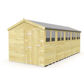 8 x 20 Feet Apex Shed - Single Door With Windows - Wood - L592 x W231 x H217 cm