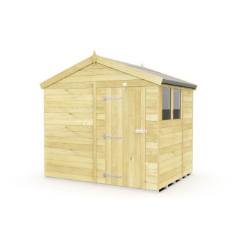 8 x 6 Feet Apex Shed - Single Door With Windows - Wood - L187 x W231 x H217 cm