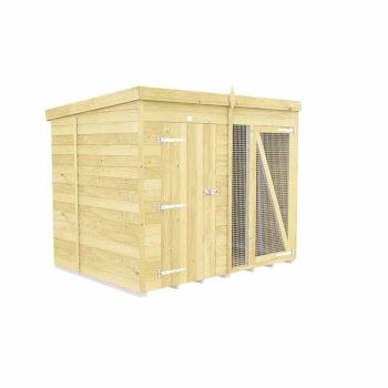 8ft X 6ft Dog Kennel and Run Full Height - Wood - L178 x W243 x H201 cm