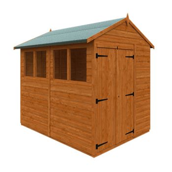 8x6 Flex Apex Double Door 12mm Flex - L238.8 x W175 x H213.5 cm - Solid Wood/Softwood/Pine - Burnt Orange