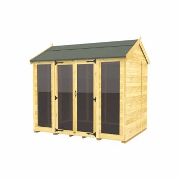 8ft x 8ft Apex Summer House (Full Height Window) - Wood - L243 x W231 x H217 cm