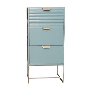 Multi Pack of 2 - 3 Drawer Bedside Table - Wood - L24 x W30 x H64 cm - Green
