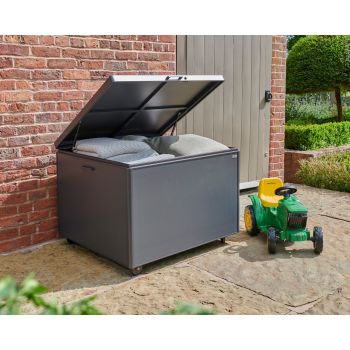 Royce Medium Anthracite Storage Box - Powder Coated Aluminium - L74 x W100 x H90 cm