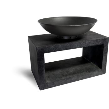Fire Pit & Rectangle Console - Steel/Fibreclay - L51 x W64 x H52 cm - Granite