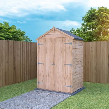 Overlap 4 x 3 Feet Dip Treated Apex Shed Double Door with 3 Corner Shelves