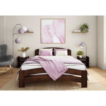King Size Bed Frame - Wood - L207 x W158 x H80 cm - Walnut
