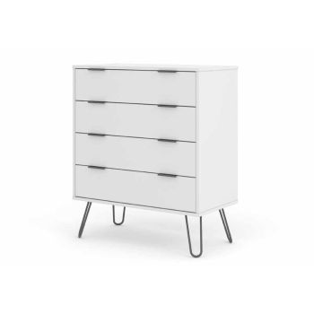 4 Drawer Chest of Drawers - Manufactured Wood Fibre Board/Metal - 76.5 x 39.5 x 90.3 cm - White 