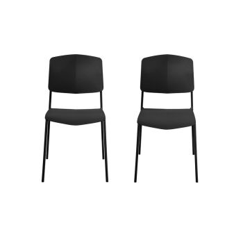 Academy Kitchen Chairs (Set of 2) - Plastic/Metal - L49.5 x W45.5 x H83.5 cm - Black - Flat Packed
