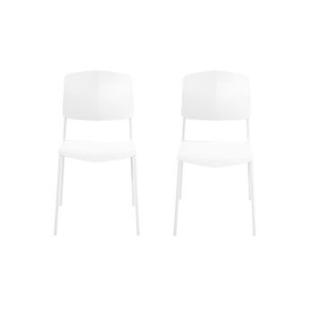 Academy Kitchen Chairs (Set of 2) - Plastic/Metal - L49.5 x W45.5 x H83.5 cm - White - Flat Packed