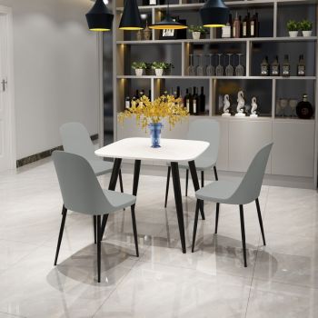 Aspen Tapered Legs Square Dining Table and 4 Duo Plastic Seat Chairs with Metal Legs - White/Grey/Black - Flat Packed