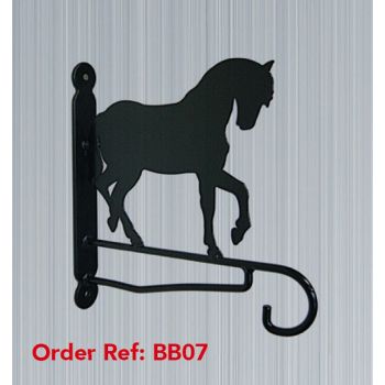 Horse Feature Bracket - Steel Hanging Basket Holder - Steel - H33 cm - Black