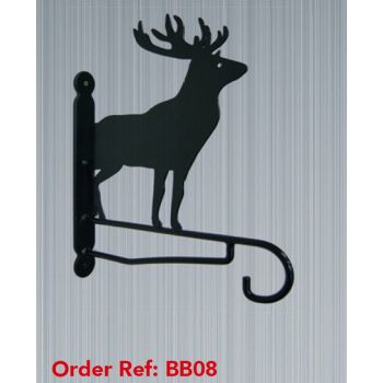 Stag Feature Bracket - Steel Hanging Basket Holder - Steel - H33 cm - Black