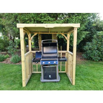 Emily BBQ Hut, Covered Timber gazebo, Garden Barbecue Shelter - L100 x W180 x H210 cm - Minimal Assembly Required