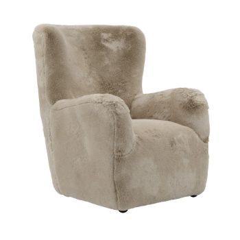 Bear Chair - Faux Fur/Rubber Wood - L88 x W78 x H103 cm - Coyote/Black - Partially Assembled