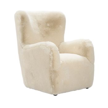 Bear Chair - Faux Fur/Rubber Wood - L88 x W78 x H103 cm - Dawn/Black - Partially Assembled
