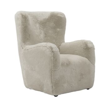 Bear Chair - Faux Fur/Rubber Wood - L88 x W78 x H103 cm - Wolf/Black - Partially Assembled