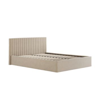 Berlin Ottoman Double Bed Frame- Velvet - L203 x W154 x H89 cm - Beige - Flat Pack