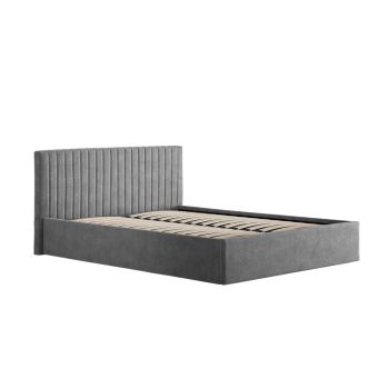 Berlin Double Bed - Velvet - L200 x W152 x H87 cm - Silver