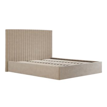 Berlin Tall Ottoman Super King Size Bed Frame (Pack of 2) - Velvet - L213 x W198 x H124 cm - Beige - Flat Pack
