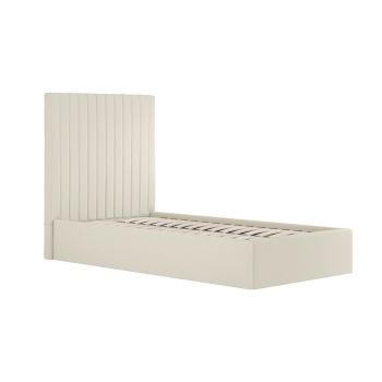 Berlin Tall Ottoman Single Bed Frame (Pack of 2) - Weave - L203 x W108 x H124 cm - Milk - Flat Pack