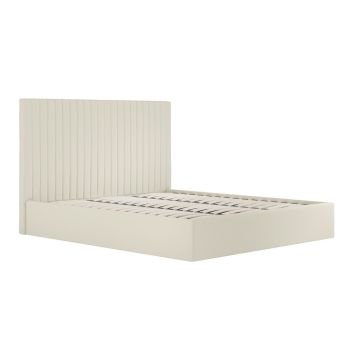 Berlin Tall Ottoman Super King Size Bed Frame- Weave - L213 x W198 x H124 cm - Milk - Flat Pack