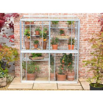 Hampton 5 Feet Lean to Mini Greenhouse - Aluminium/Glass - L151 x W53 x H176 cm - Without Coating