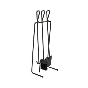Linear Fireside Companion Set - Iron - L19 x W27 x H73 cm - Black