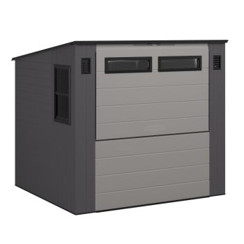 Cabana Entertainment Shed & Bar 8' x 7' with Assembly - Resin - L222 x W250 x H226 cm - Cool Grey