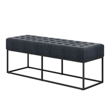 Boden Bench - Chenille/Metal - L41 x W120 x H46 cm - Grey/Black Matte