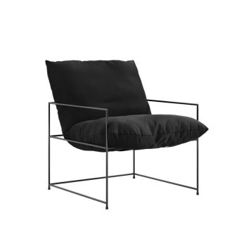 Brook Chair - Velvet/Metal - L75 x W75 x H95 cm - Black /Black