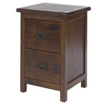 2 Drawer Petite Bedside Cabinet - Pine - 36 x 32 x 53 cm - Dark Brown