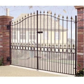 Balmoral Premium Range Spear Top Tall Bow Top Double Gate - Solid Steel - Fits Gap of 3048 mm x 2082 mm High - Primed