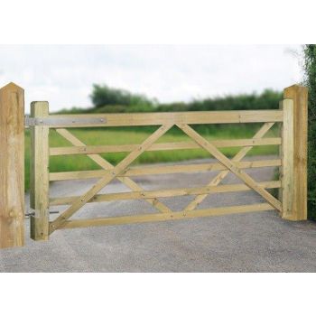 Evington Farm/Field Style 5 Bar Gate - Pressure Treated Scandinavian Redwood - W2400 x H1200 mm
