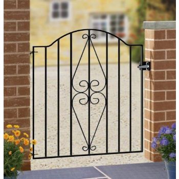 Stirling Scroll Henley Low Bow Top Single Gate - Steel - Fits Gap of 955 mm x 946 mm High - Electro Galv./Black Powder Coated