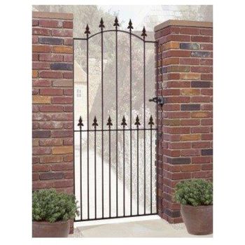 Saxon Spear Top Tall Bow Top Single Gate - Solid Steel - Fits Gap of 714 mm x 1964 mm High - Electro Galv./Black Powder Coated