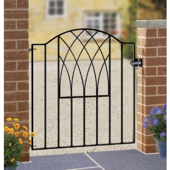 Abbey Modern Verona Low Bow Top Single Gate - Solid Steel - Fits Gap of 880 mm x 940 mm High - Electro Galv./Black Powder Coated