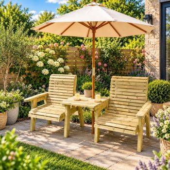 Orchard Grand Garden Companion Seat Set with Straight Tray and Waterproof Cushions - L85 x W250 x H104 cm - Fully Assembled
