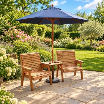 Briar Grand Wooden Garden Companion Seat with Angled Tray - L120 x W250 x H100 cm - Fully Assembled