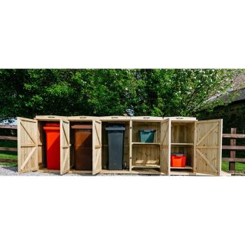 Chatburn 3 Wheelie Bin/4 Recycle Box Store - L80.4 x W330 x H120 cm - Fits 3 x 180L or 3 x 240L Wheelie Bins & 4 x Recycle Boxes