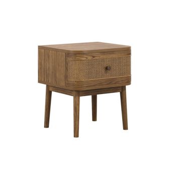 Callie Bedside Cabinet - Wood Variant/Weave - L40 x W45 x H50 cm - Smoked/Smoked - Partially Assembled