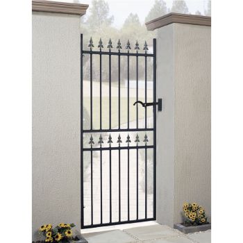 Corfe Premium Range Spear Top Tall Single Gate - Steel - Fits Gap of 762 mm x 1778 mm High - Electro Galv./Black Powder Coated
