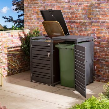 Chelsea Double Bin Store with Assembly - Steel - L81 x W132.5 x H116.5 cm - Anthracite - Powder-coated