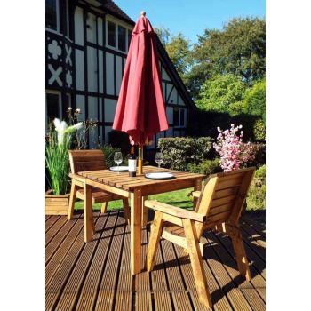Two Seater Square Table Set with Cushions - W220 x D100 x H98 - Fully Assembled - Burgundy