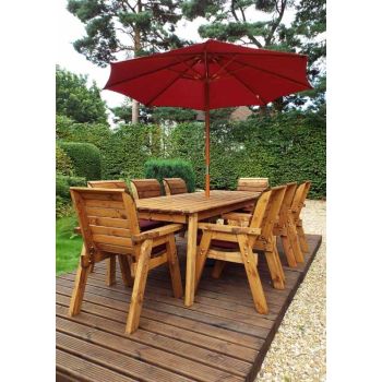 Eight Seater Rectangular Table Set with Cushions - W340 x D216 x H98 - Fully Assembled - Burgundy